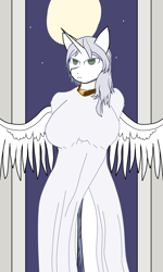 Size: 1500x2500 | Tagged: artist needed, source needed, safe, oc, oc only, oc:κασσάνδρα, alicorn, anthro, alicorn oc, big breasts, breasts, female, horn, solo, wings