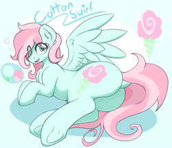 Size: 3873x3350 | Tagged: safe, artist:czu, oc, oc:cotton swirl, pegasus, pony, adoptable, blushing, butt, dock, high res, looking at you, plot, tail