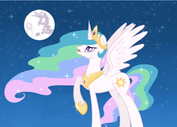 Size: 1024x739 | Tagged: safe, artist:luciekj, princess celestia, alicorn, pony, g4, 2014, crying, female, mare, mare in the moon, moon, old art, raised hoof