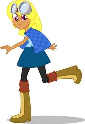 Size: 742x1077 | Tagged: safe, artist:deathnyan, oc, oc only, human, equestria girls, g4, boots, cape, clothes, equestria girls-ified, goggles, high heel boots, shirt, shoes, simple background, skirt, solo, transparent background