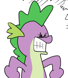 Size: 315x365 | Tagged: safe, artist:jargon scott, spike, dragon, g4, grimace, gritted teeth, male, simple background, solo, squint, teeth, white background