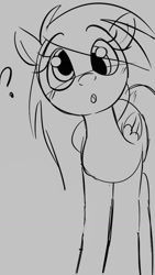 Size: 709x1261 | Tagged: safe, artist:mushy, derpy hooves, pegasus, pony, g4, looking at you, question mark, sketch, solo