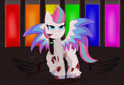 Size: 1356x932 | Tagged: safe, artist:ismazhecat, zipp storm, pegasus, pony, fanfic:rainbow factory, g5, blood, blood stains, crossover, fanfic art, female, mare, spread wings