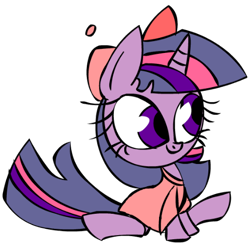 Size: 481x476 | Tagged: safe, artist:mushroomcookiebear, twilight sparkle, pony, unicorn, g4, clothes, crossover, female, hat, horn, mare, shirt, simple background, sitting, smiling, tara strong, the fairly oddparents, timmy turner, transparent background, unicorn twilight, voice actor joke
