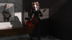 Size: 1920x1080 | Tagged: safe, artist:riizatensely, oc, oc:riizatensely, anthro, 3d, blender, guitar, musical instrument
