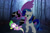 Size: 1024x683 | Tagged: safe, artist:waleedtariqmmd, rarity, spike, twilight sparkle, alicorn, dragon, pony, unicorn, lil-miss rarity, g4, .exe, angry, black sclera, creepypasta, evil twilight, fanart, female, forest, heart, horn, male, mare, night, pinpoint eyes, rainbow.exe, raised hoof, shocked, spread wings, twilight sparkle (alicorn), wings, zalgo