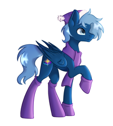 Size: 964x1076 | Tagged: safe, artist:lambydwight, oc, oc only, oc:blue shadow, pegasus, pony, clothes, hat, scarf, simple background, socks, solo, white background