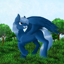 Size: 1000x1000 | Tagged: safe, artist:lazzari16, oc, oc:blue shadow, pegasus, pony, spread wings, wings