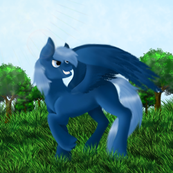 Size: 1000x1000 | Tagged: safe, artist:lazzari16, oc, oc:blueshadow, pegasus, pony, spread wings, wings