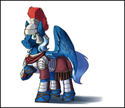Size: 3496x3000 | Tagged: safe, artist:invertigo, oc, oc only, oc:blue shadow, pegasus, pony, armor, high res, legate, roman, simple background, solo, spread wings, white background, wings