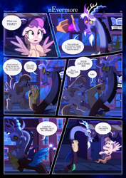 Size: 3259x4607 | Tagged: safe, artist:estories, discord, oc, oc:alice goldenfeather, draconequus, pegasus, pony, comic:nevermore, g4, comic, pegasus oc, speech bubble