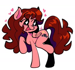 Size: 1890x1759 | Tagged: safe, artist:ocean_hairuuu, pegasus, pony, anatomically incorrect, brown hair, cutie mark, female, friday night funkin', girlfriend (friday night funkin), heart, incorrect leg anatomy, pink body, ponified, simple background, solo, white background