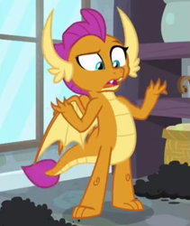 Size: 633x749 | Tagged: safe, screencap, smolder, dragon, g4, molt down, season 8, cropped, dragoness, female, raised eyebrow, solo, spread wings, wings