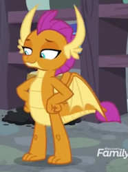 Size: 579x779 | Tagged: safe, screencap, smolder, dragon, g4, molt down, season 8, cropped, dragoness, female, hand on hip, solo, spread wings, wings