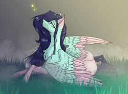 Size: 3887x2848 | Tagged: safe, artist:thelazyponyy, oc, oc only, pegasus, pony, chest fluff, ear fluff, female, high res, looking up, mare, pegasus oc, solo, wings