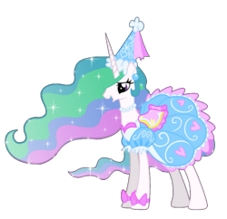 Size: 1117x1082 | Tagged: safe, artist:mixermike622, princess celestia, alicorn, pony, g4, background removed, bow, clothes, dress, ear piercing, froufrou glittery lacy outfit, happy, hat, hennin, jewelry, necklace, open mouth, piercing, princess, simple background, smiling, solo, transparent background