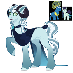 Size: 1800x1800 | Tagged: safe, artist:purplegrim40, coloratura, grogar, earth pony, hybrid, pony, sheep, g4, crack ship offspring, glowing, glowing horn, horn, male, offspring, raised hoof, ram, simple background, transparent background