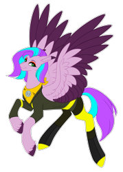 Size: 1291x1800 | Tagged: safe, artist:purplegrim40, oc, oc only, pegasus, pony, clothes, colored wings, female, mare, pegasus oc, peytral, simple background, smiling, transparent background, two toned wings, unshorn fetlocks, wings