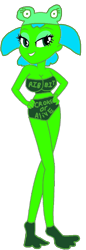 Size: 400x1166 | Tagged: safe, artist:smbros, oc, oc only, oc:lilly pad toad, frog, human, equestria girls, g4, big breasts, breasts, crossover, flippers, frog costume, hat, humanized, pigtails, power up gals, power-up, simple background, solo, super mario bros., super mario bros. 3, transparent background