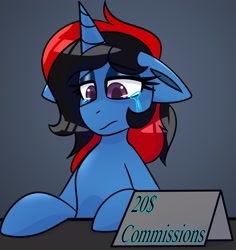 Size: 1932x2048 | Tagged: safe, artist:lotusmoon_va, oc, advertisement, commission, commission info, commission info in description, sad, solo