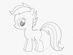Size: 2048x1536 | Tagged: safe, artist:dreamtimeponies, artist:lauren faust, baby cuddles, earth pony, pony, g1, g4, baby, baby pony, black and white, cuddlebetes, cute, female, filly, foal, g1 to g4, generation leap, grayscale, looking at you, monochrome, not scootaloo, sketch, smiling, smiling at you, solo