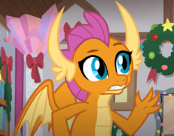 Size: 683x533 | Tagged: safe, screencap, smolder, dragon, g4, the hearth's warming club, cropped, dragoness, female, solo, spread wings, wings