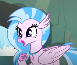 Size: 637x533 | Tagged: safe, screencap, silverstream, classical hippogriff, hippogriff, g4, student counsel, cropped, cute, diastreamies, female, jewelry, necklace, solo