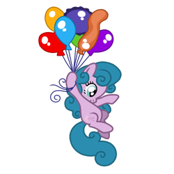 Size: 768x768 | Tagged: safe, artist:lauren faust, artist:sharksilverharpstrings, baby half note, earth pony, pony, g1, g4, baby, baby half note can fly, baby hawwlf note, baby pony, balloon, cute, female, filly, floating, flying, foal, g1 to g4, generation leap, holding, hoof hold, simple background, smiling, solo, then watch her balloons lift her up to the sky, transparent background, vector
