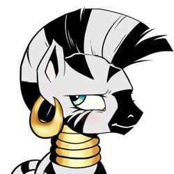 Size: 1280x1280 | Tagged: safe, artist:lonesomecryptid, zecora, zebra, g4, bust, simple background, solo, white background