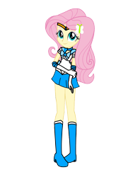 Size: 3072x4096 | Tagged: safe, artist:negiruart2016, artist:rollyagami02, fluttershy, human, equestria girls, g4, clothes, clothes swap, cosplay, costume, eqg promo pose set, sailor kindness, sailor mercury, sailor moon (series), simple background, solo, transparent background