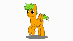 Size: 1280x720 | Tagged: safe, artist:jamextreme140, oc, oc only, oc:galder rust, pegasus, pony, animated, blinking, flapping wings, flying, gif, male, pegasus oc, shadow, simple background, smiling, solo, stallion, white background, wings