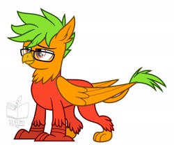Size: 2048x1756 | Tagged: safe, artist:carameldayd, oc, oc only, oc:galder rust, griffon, base used, glasses, simple background, solo, white background