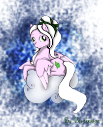 Size: 600x739 | Tagged: safe, artist:binikastar, oc, oc only, pegasus, pony, abstract background, cloud, female, mare, on a cloud, pegasus oc, solo, story included, wings