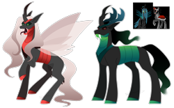 Size: 2900x1800 | Tagged: safe, artist:purplegrim40, oc, changeling queen, changepony, hybrid, pony, unicorn, changeling queen oc, female, interspecies offspring, male, offspring, parent:king sombra, parent:queen chrysalis, parents:chrysombra, raised hoof, red changeling, simple background, stallion, transparent background