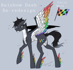 Size: 3361x3268 | Tagged: safe, artist:thelazyponyy, pegasus, pony, feathered fetlocks, gray background, high res, raised hoof, redesign, simple background, solo, wings