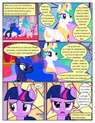 Size: 612x792 | Tagged: safe, artist:newbiespud, edit, edited screencap, screencap, princess cadance, princess celestia, princess luna, twilight sparkle, alicorn, pony, comic:friendship is dragons, g4, twilight's kingdom, comic, dialogue, female, indoors, mare, peytral, twilight sparkle (alicorn)