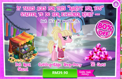 Size: 1055x686 | Tagged: safe, gameloft, bleeding heart, pony, g4, my little pony: magic princess, advertisement, costs real money, female, gem, introduction card, mare, sale