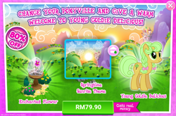 Size: 1034x682 | Tagged: safe, gameloft, goldie delicious, g4, my little pony: magic princess, advertisement, costs real money, female, mare, sale, younger