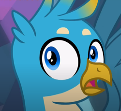 Size: 760x693 | Tagged: safe, screencap, gallus, griffon, g4, what lies beneath, cropped, looking at you, male, reaction image, solo