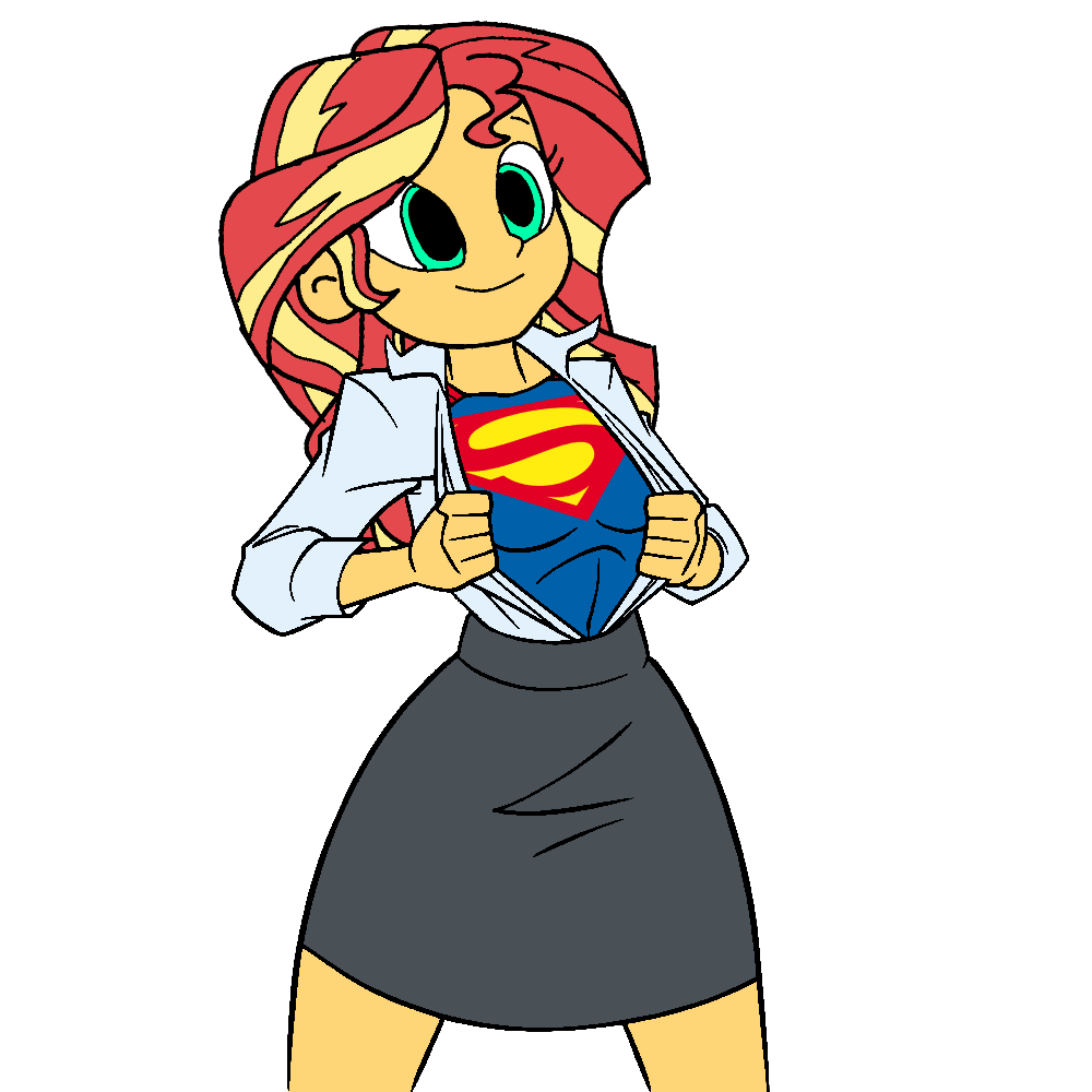 2933031 - safe, artist:thatradhedgehog, sunset shimmer, human, equestria  girls, g4, dc comics, male, simple background, supergirl, superman,  transparent background - Derpibooru