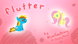 Size: 2400x1350 | Tagged: safe, artist:dragonwolfrooke, fluttershy, oc, oc:4everfreebrony, earth pony, pegasus, pony, g4, 4everfreebrony, pointy ponies, smiling, song cover