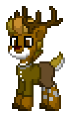 Size: 144x236 | Tagged: safe, artist:dematrix, oc, oc only, oc:johndeere stagfael, deer, pony, pony town, clothes, male, pixel art, simple background, solo, stag, transparent background