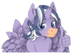 Size: 2300x1739 | Tagged: oc name needed, safe, anonymous artist, oc, alicorn, anthro, broken horn, horn, png, simple background, solo, thumbs up, transparent background