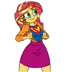 Size: 1000x1000 | Tagged: safe, artist:thatradhedgehog, sunset shimmer, human, equestria girls, g4, dc comics, male, simple background, supergirl, superman, transparent background