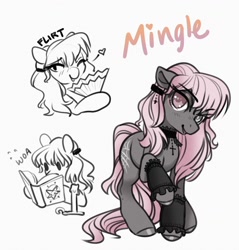 Size: 3133x3281 | Tagged: safe, artist:opalacorn, oc, oc only, oc:mingle, earth pony, pony, book, candle, floating heart, goth, heart, high res, one eye closed, simple background, solo, wink