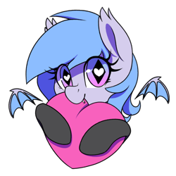Size: 600x600 | Tagged: safe, artist:thebatfang, oc, oc only, oc:lucky roll, bat pony, pony, bat pony oc, heart, heart eyes, looking at you, simple background, solo, transparent background, wingding eyes