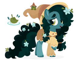 Size: 1024x809 | Tagged: safe, artist:kabuvee, oc, earth pony, frog, pony, female, hat, mare, simple background, solo, transparent background, witch hat