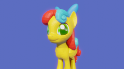 Size: 1920x1080 | Tagged: safe, artist:thegratemeis, oc, oc:meis grater, pegasus, pony, 3d, 3d model, 3d pony creator, blender, blender eevee, blue background, female, green eyes, multicolored hair, simple background, solo, yellow