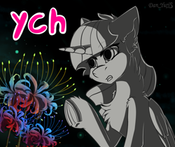 Size: 1889x1583 | Tagged: safe, artist:yuris, oc, oc only, pony, advertisement, auction, black background, commission, commission open, licorice, open mouth, simple background, solo, ych sketch