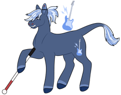 Size: 1280x1011 | Tagged: safe, artist:s0ftserve, oc, oc only, oc:thundersnow, earth pony, pony, blind, cane, male, simple background, solo, stallion, transparent background